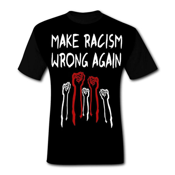 SVSED Men's Make Racism Wrong Again T-Shirt Jersey Fan Gift Graphic Crew Neck ComfortSoft Short Sleeve Tee