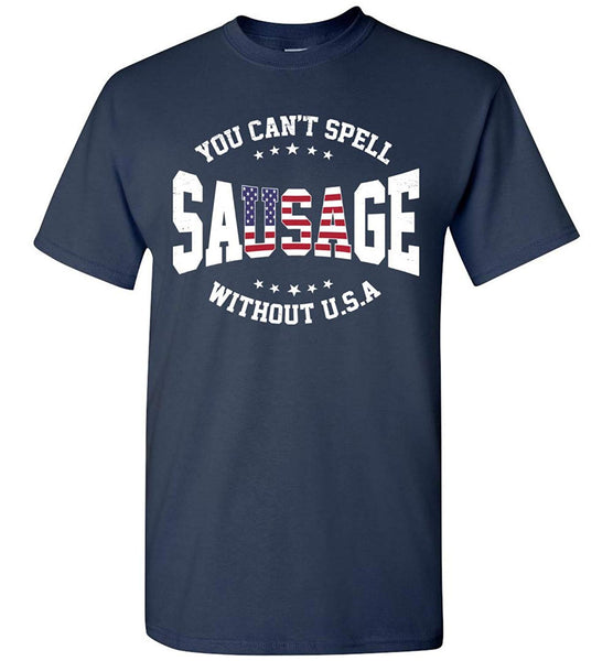 Teenonnon You Can't Spell Sausage Without USA Flag BBQ Grilling T Shirt
