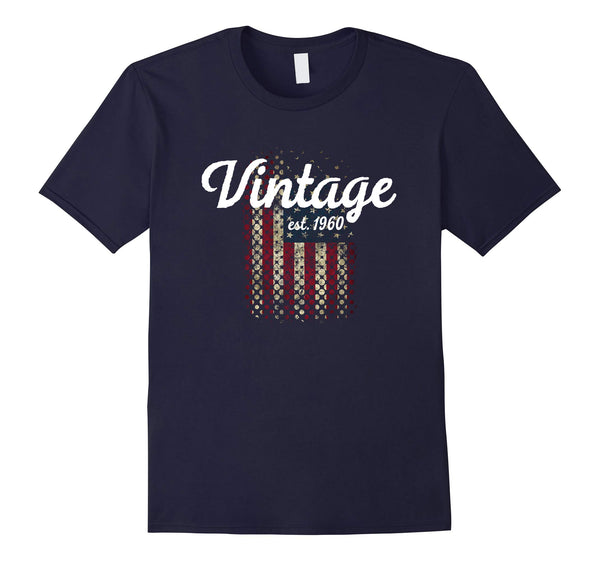58th Birthday Gift: Vintage Est. 1960 American Flag T Shirt