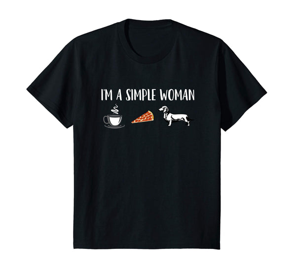 I'm a Simple Woman Coffee Pizza Doxie Dachshund Dog T-Shirt
