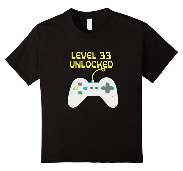 33rd Birthday Level 33 Unlocked Funny Gamer Gift T Shirt