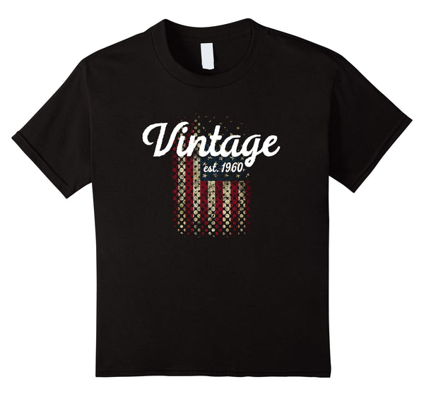 58th Birthday Gift: Vintage Est. 1960 American Flag T Shirt