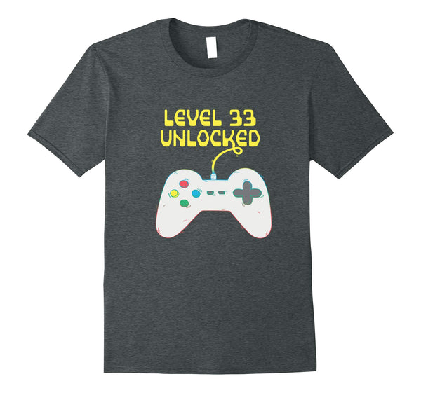 33rd Birthday Level 33 Unlocked Funny Gamer Gift T Shirt