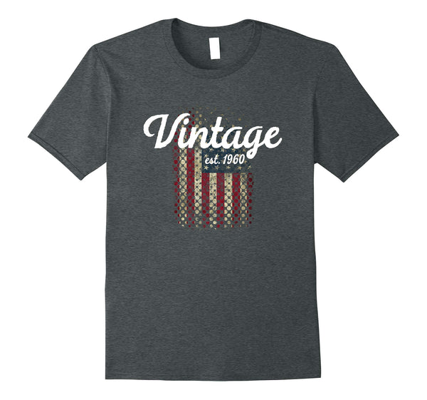 58th Birthday Gift: Vintage Est. 1960 American Flag T Shirt
