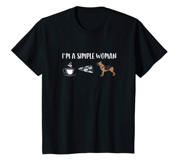 I'm a Simple Woman Coffee Pizza German Shepherd Dog T-Shirt