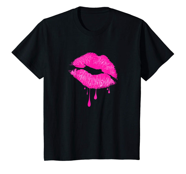 Hot Pink Lips Kiss Neon 80s Retro Lipstick Party T-Shirt