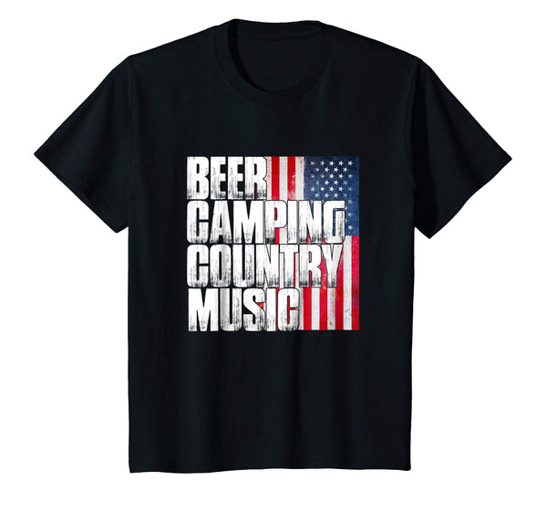 Beer Camping Country Music Patriotic American Flag T Shirt
