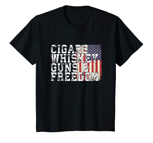 Cigars Whiskey Guns & Freedom US Flag Patriotic Shirt