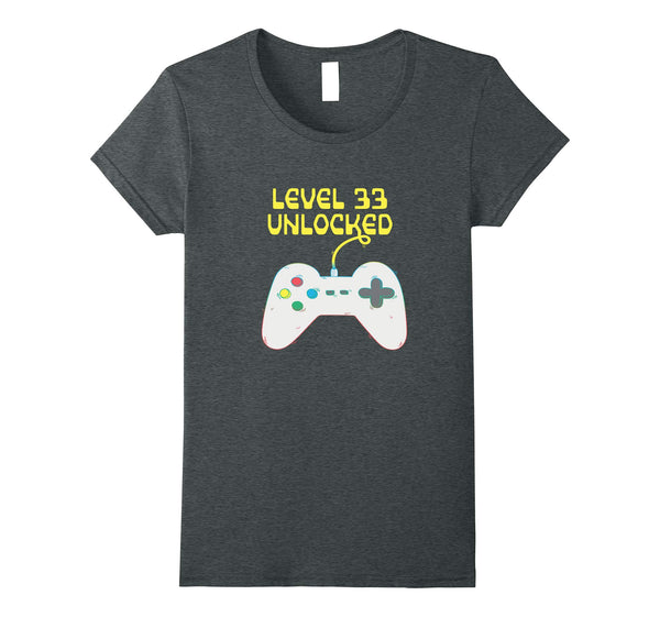 33rd Birthday Level 33 Unlocked Funny Gamer Gift T Shirt