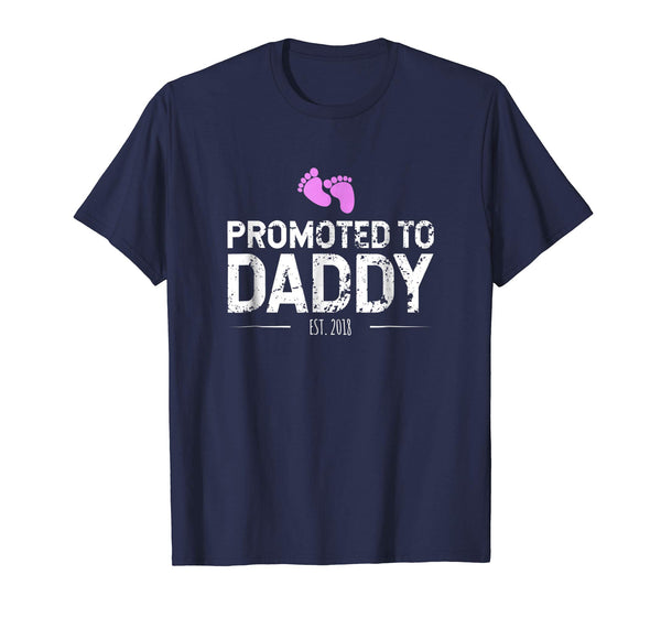 Mens Promoted To Daddy Shirt 2018 First Time New Dad Gift