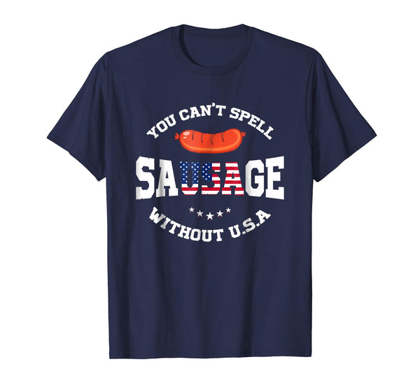 TECHSUWN You Can't Spell Sausage Without USA T-shirt