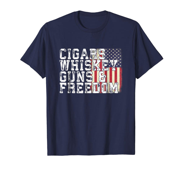 Cigars Whiskey Guns & Freedom US Flag Patriotic Shirt
