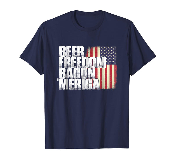 Beer Freedom Bacon 'Merica Patriotic US Flag Funny Shirt