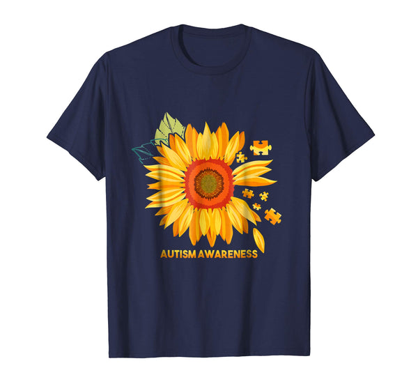 Autism Awareness Sunflower T-shirt Impressive Pieces Puzzle