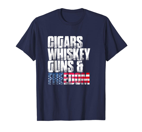 Cigars Whiskey Guns & Freedom Patriotic 4th Of July Shirt