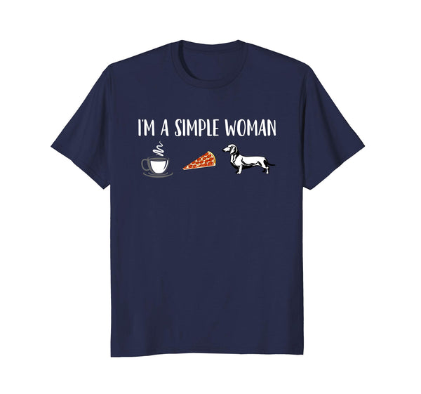 I'm a Simple Woman Coffee Pizza Doxie Dachshund Dog T-Shirt