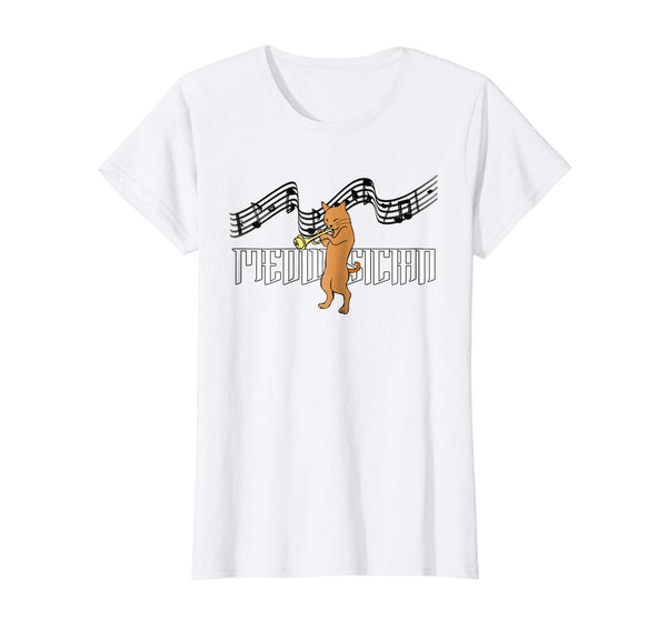 Music Cat Shirt - Music Notes Kitty Lover Trumpet Meowsician