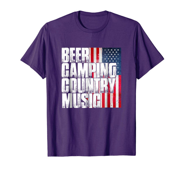 Beer Camping Country Music Patriotic American Flag T Shirt