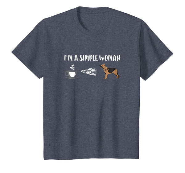 I'm a Simple Woman Coffee Pizza German Shepherd Dog T-Shirt