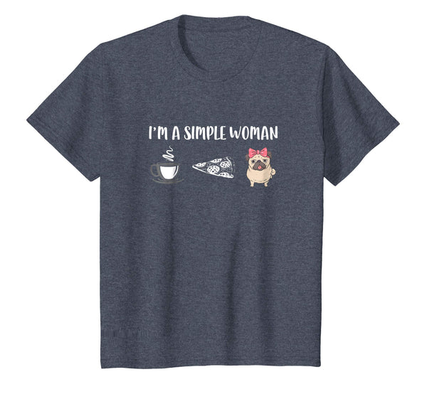 I'm a Simple Woman Coffee Pizza Pug Lover Dog T-Shirt