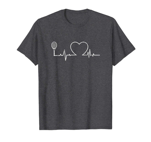 Heartbeat Tennis Racket Racquet Lover Player Coach EKG Shirt