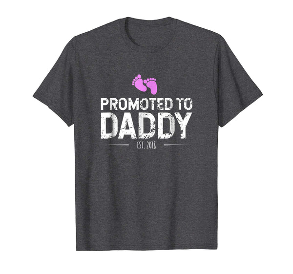 Mens Promoted To Daddy Shirt 2018 First Time New Dad Gift