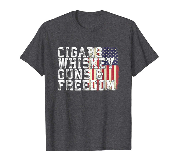 Cigars Whiskey Guns & Freedom US Flag Patriotic Shirt