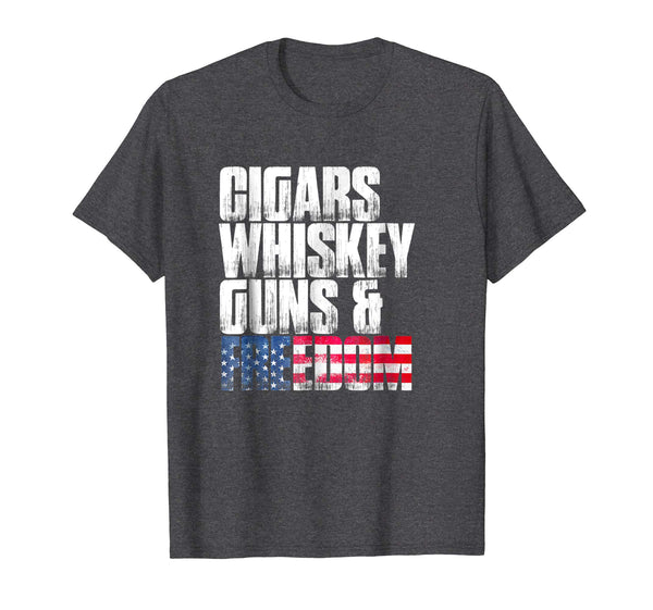 Cigars Whiskey Guns & Freedom Patriotic 4th Of July Shirt