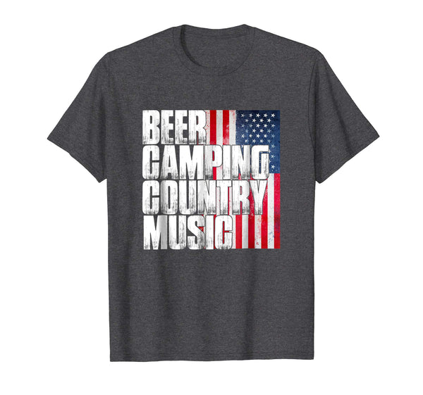 Beer Camping Country Music Patriotic American Flag T Shirt