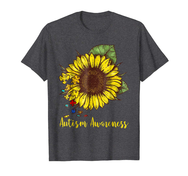 Autism Awareness Puzzle Sunflower Lover Vintage Gift Shirt