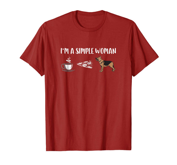 I'm a Simple Woman Coffee Pizza German Shepherd Dog T-Shirt