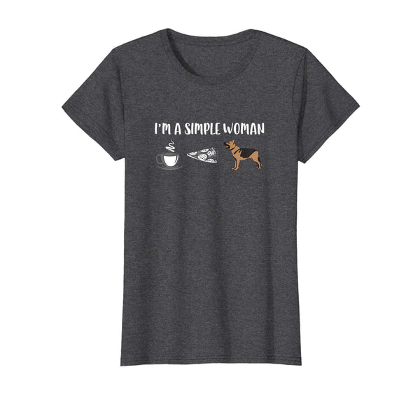 I'm a Simple Woman Coffee Pizza German Shepherd Dog T-Shirt