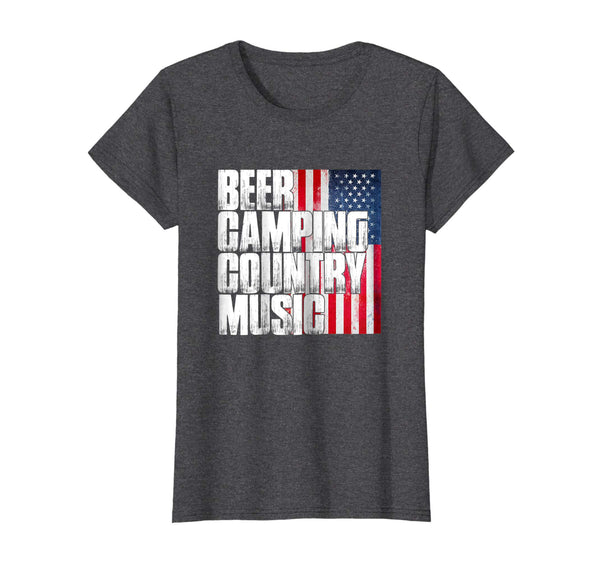 Beer Camping Country Music Patriotic American Flag T Shirt