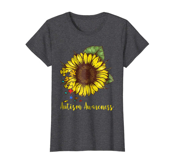 Autism Awareness Puzzle Sunflower Lover Vintage Gift Shirt