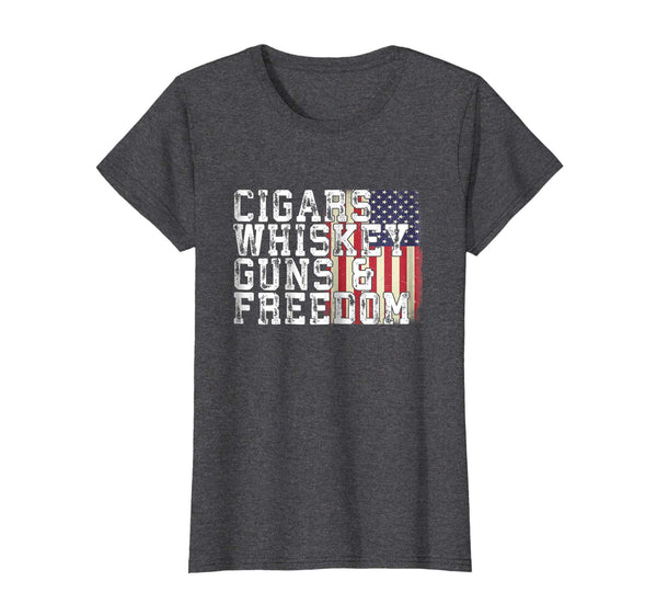 Cigars Whiskey Guns & Freedom US Flag Patriotic Shirt