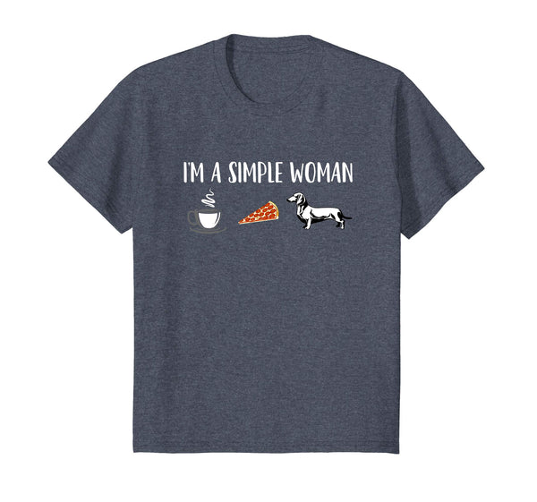 I'm a Simple Woman Coffee Pizza Doxie Dachshund Dog T-Shirt