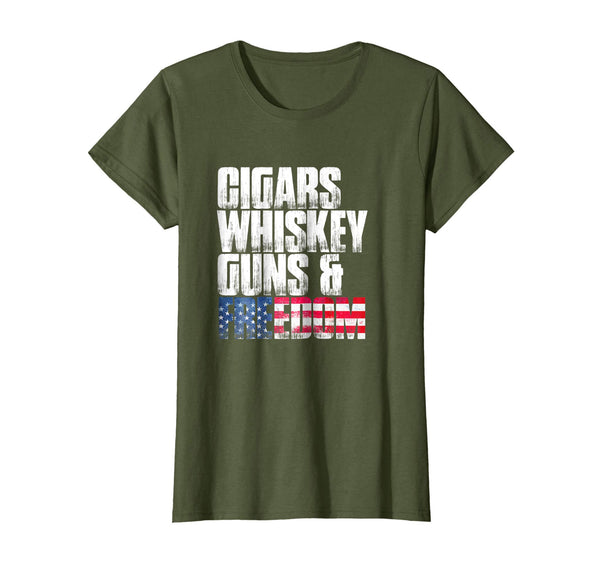 Cigars Whiskey Guns & Freedom Patriotic 4th Of July Shirt