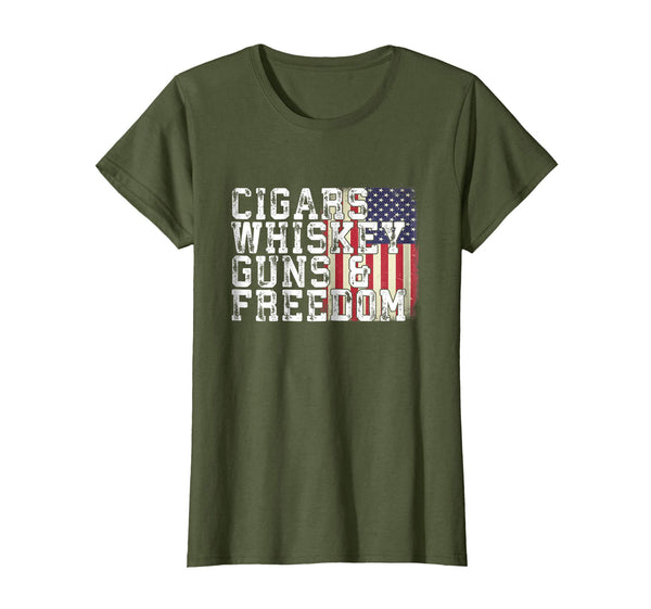 Cigars Whiskey Guns & Freedom US Flag Patriotic Shirt